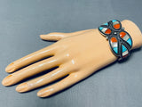 Spectacular Vintage Native American Zuni Turquoise Sterling Silver Bracelet Signed-Nativo Arts