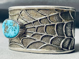 Heavy 74 Gram Spiderweb Turquoise Vintage Native American Navajo Sterling Silver Bracelet-Nativo Arts