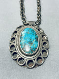 Southwest Amazing Blue Gem Turquoise Sterling Silver Necklace-Nativo Arts