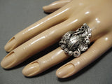 Important Vintage Native American Zuni Henry Yawakia Sterling Silver Leaves Ring Old-Nativo Arts