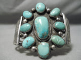 One Of Best Vintage Native American Navajo Green Turquoise Satellite Sterling Silver Bracelet-Nativo Arts
