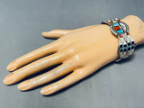 One Of The Best Ever Vintage Native American Zuni Sterling Silver Inlay Bracelet Old-Nativo Arts