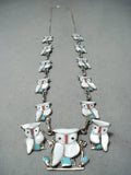 Fabulous Native American Zuni Mother-of-pearl Sterling Silver Necklace And Earring Set-Nativo Arts