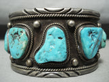 Native American Heavy Thick Men's Large Wrist Turquoise Sterling Silver Bracelet Old-Nativo Arts