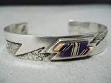 Important Julian Arviso Vintage Native American Navajo Sugulite Sterling Silver Bracelet-Nativo Arts