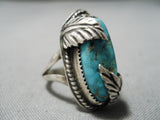 Impressive Vintage Native American Navajo Turquoise Sterling Silver Ring Old-Nativo Arts