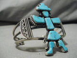 Quality Native American Navajo Freddie Maloney Kachina Turquoise Sterling Silver Bracelet-Nativo Arts