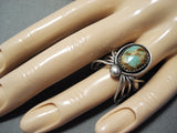 Whimsical Vintage Native American Navajo Royston Turquoise Sterling Silver Beetle Ring-Nativo Arts