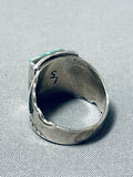 Vivid Turquoise Carico Lake Vintage Native American Navajo Sterling Silver Ring-Nativo Arts