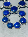 Full Naja Very Rare Native American Navajo Lapis Sterling Silver Squash Blossom Necklace-Nativo Arts
