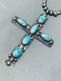 Newsworthy Vintage Native American Zuni Turquoise Sterling Silver Cross Necklace-Nativo Arts