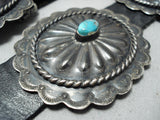 Sensational Vintage Native American Navajo Kingman Turquoise Sterling Silver Concho Belt Old-Nativo Arts