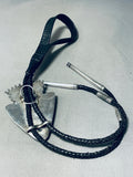 Authentic 154 Grams Vintage Native American Navajo Turquoise Arrowhead Sterling Silver Bolo Tie-Nativo Arts