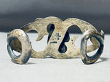 Important Vintage Native American Navajo Wide Web Lander Blue Turquoise Sterling Silver Bracelet-Nativo Arts