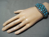 Astonishing Vintage Native American Navajo Old Kingman Turquoise Sterling Silver Bracelet Old-Nativo Arts