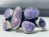 Native American Chunky Charoite Flower Cluster Vintage Southwest Sterling Silver Bracelet-Nativo Arts