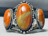Sturdy Signed Older Vintage Native American Navajo Petrified Wood Sterling Silver Bracelet-Nativo Arts
