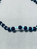 Brilliant Native American Navajo Turquoise Heishi Jet Sterling Silver Necklace-Nativo Arts