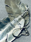 Native American Authentic Vintage Ben Begaye Sterling Silver Feather Earrings-Nativo Arts