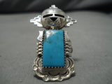 Fabulous Detailed Native American Navajo 3d Kachina Turquoise Sterling Silver Ring-Nativo Arts