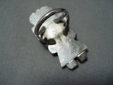 Fascinating Vintage Native American Navajo Turquoise Sterling Silver Kachina Ring Old-Nativo Arts
