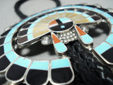 One Of The Biggest Ever Vintage Native American Zuni Turquoise Sterling Silver Bolo Tie-Nativo Arts