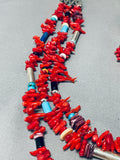 Rare Singer 32 Inches Long Native American Navajo Coral Sterling Silver Necklace-Nativo Arts