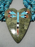 Native American Important Santo Domingo Rosetta Turquoise Inlay Sterling Silver Necklace-Nativo Arts