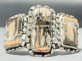 One Of The Best Vintage Native American Navajo Petrified Wood Sterling Silver Bracelet-Nativo Arts