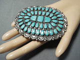 Joey Wilson Vintage Native American Navajo Turquoise Cluster Sterling Silver Pin Huge-Nativo Arts