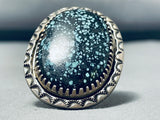 One Of The Finest Vintage Native American Navajo Spiderweb Turquoise Sterling Silver Ring-Nativo Arts