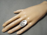 Rare Vintage Native American Hopi Navajo Sterling Silver All Silver Ring-Nativo Arts
