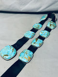 Huge Turquoise Chunk Native American Navajo Signed Sterling Silver Concho Belt-Nativo Arts