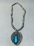 Beautiful Vintage Native American Navajo Old Morenci Turquoise Sterling Silver Necklace-Nativo Arts