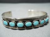 Fabulous Vintage Navajo Turquoise Sterling Silver Bracelet Native American-Nativo Arts