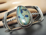 Sturdy Thick!! Vintage Native American Navajo Turquoise Sterling Silver Bracelet Cuff Old-Nativo Arts