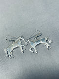 Very Intricate Horse Native American Navajo Sterling Silver Horses Earrings Signed-Nativo Arts