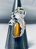 Stunning Native American Navajo Tiger Eye Sterling Silver Huge Ring-Nativo Arts