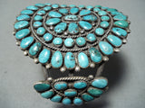 Colossal Vintage Native American Navajo Huge Turquoise Cluster Sterling Silver Bracelet-Nativo Arts