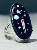 Intricate Comet Native American Navajo Opal Sterling Silver Outer Space Ring-Nativo Arts