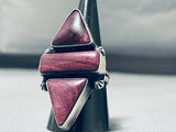 Striking Native American Navajo Purple Spiny Oyster Sterling Silver Ring Signed-Nativo Arts