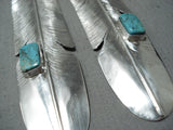 Monumental Navajo Royston Turquoise Sterling Silver Earrings Native American-Nativo Arts