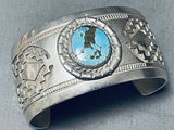 Incredible Vintage Native American Navajo Morenci Turquoise Sterling Silver Large Bracelet-Nativo Arts