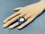 Pretty Vintage Native American Navajo Mother Of Pearl Sterling Silver Ring-Nativo Arts