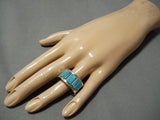 Quality Vintage Native American Navajo Victor Thompson Turquoise Sterling Silver Ring Old-Nativo Arts