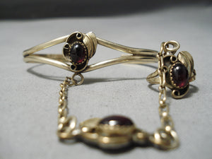 Wonderful Vintage Navajo Garnet Gold Slave Bracelet Native American-Nativo Arts