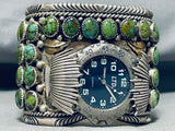 The Best Vintage Native American Navajo Green Spiderweb Turquoise Sterling Silver Watch Bracelet-Nativo Arts