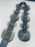 Heavy Detailed 310 Grams Vintage Native American Navajo Sterling Silver Concho Belt-Nativo Arts