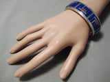 Important Donny Douglas Vintage Native American Navajo Turquoise Sterling Silver Lapis Bracelet-Nativo Arts