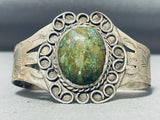 Mesmerizing Vintage Native American Navajo Huge Green Turquoise Sterling Silver Bracelet-Nativo Arts